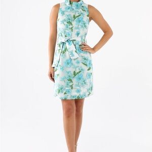 Abbey Glass Betty Dress in Turquoise Organza